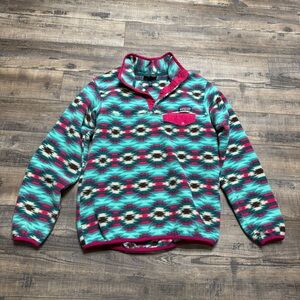 Patagonia Synchilla Teal Pink Fleece Western Southwestern Women's Size Medium
